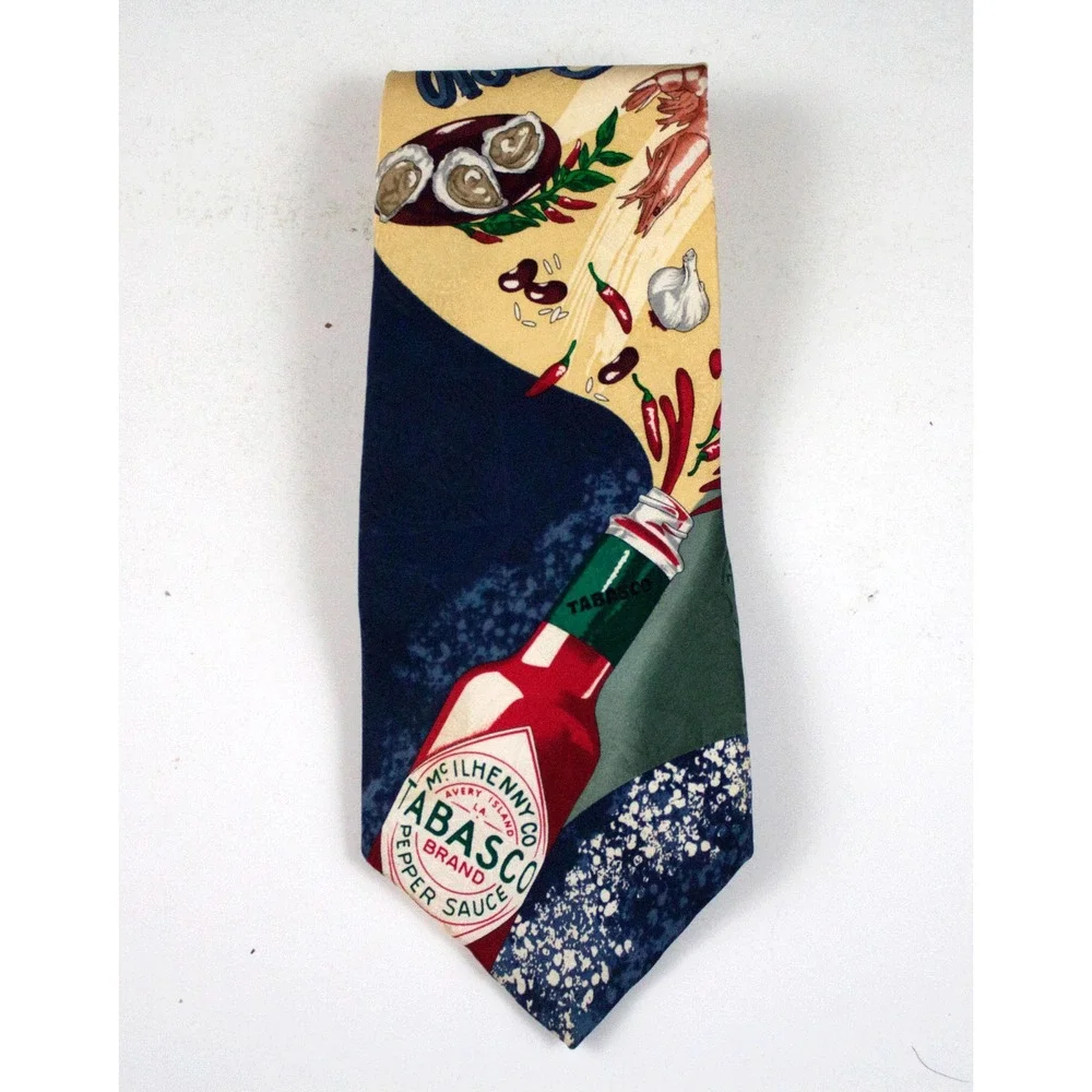 Tabasco Brand Pepper Sauce Red Peppers Oysters Shrimp Crabs 100% Silk‎ Neck Tie